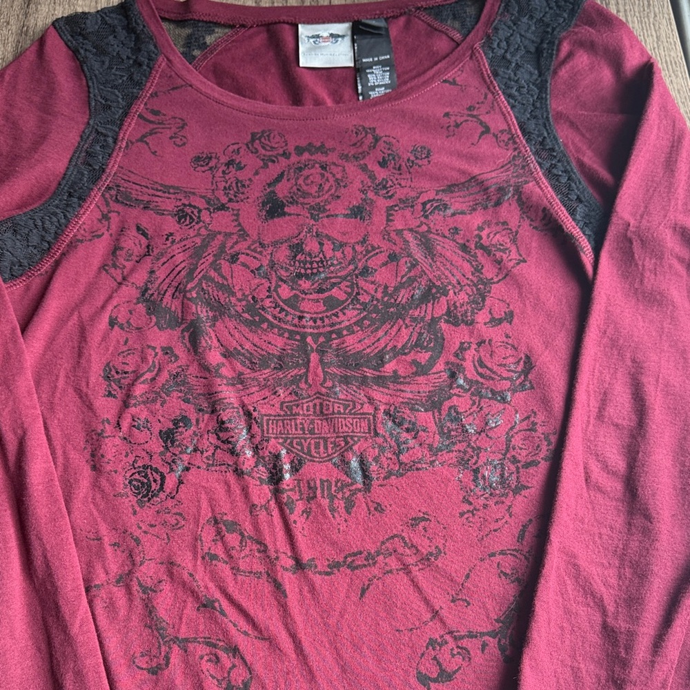 Harley-Davidson Women's Maroon Graphic Long Sleeve Tee